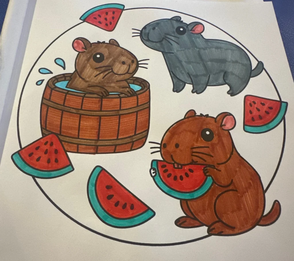Capybaras & watermelon